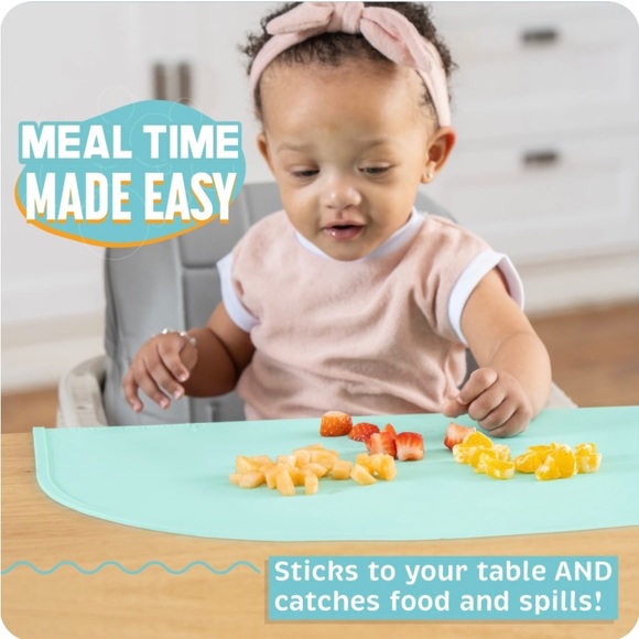 NIP UpwardBaby Original Food-Catching Placemat w/pull-tab Release, Cool Mint - Picture 4 of 10